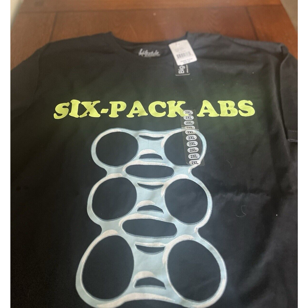 Lifestyle Classics 6 Six Pack Abs Can Top T Shirt Black Unisex 2XL NWT